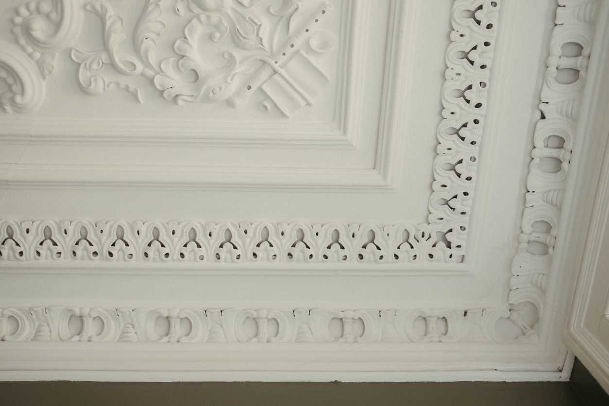 ornate ceiling with white paint in a Tracy, CA home