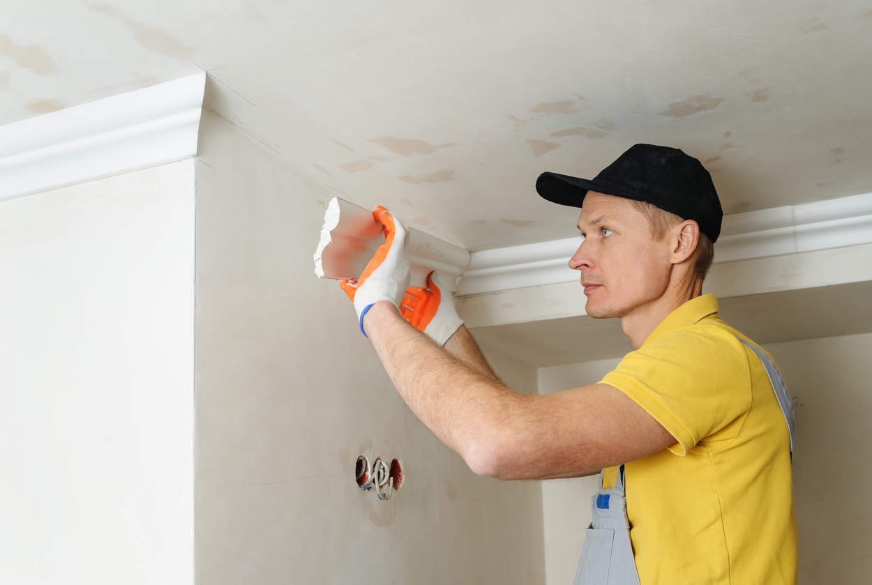 Installation of ceiling moldings in Pleasanton, CA.